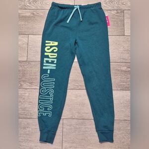 Justice Kids Girls Teal Joggers with Aspen Print. Size Large (12/14)